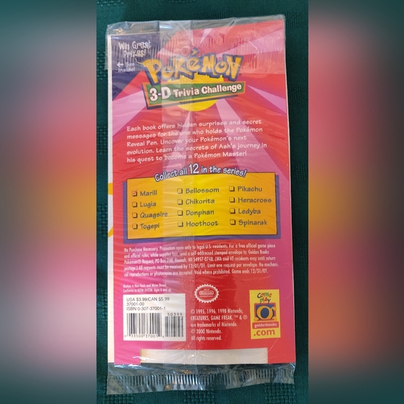 Pokemon 3D Trivia Challenge MARILL Trivia Book GOLDEN BOOKS Sealed NINTENDO RARE - Picture 2 of 4